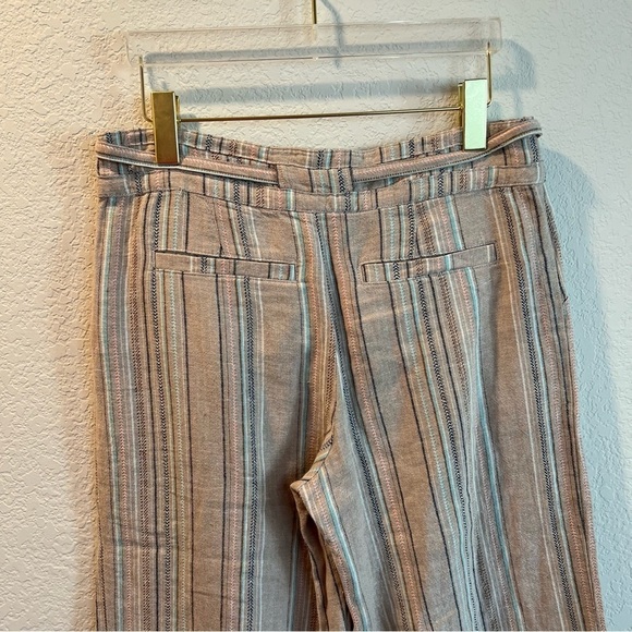 Women’s Democracy pink striped linen wide leg pull on pants size 2 - Picture 3 of 5